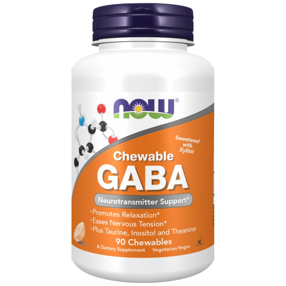 NOW Foods GABA Chewable with Taurine, Inositol & Theanine - ГАБА за дъвчене с таурин и теанин