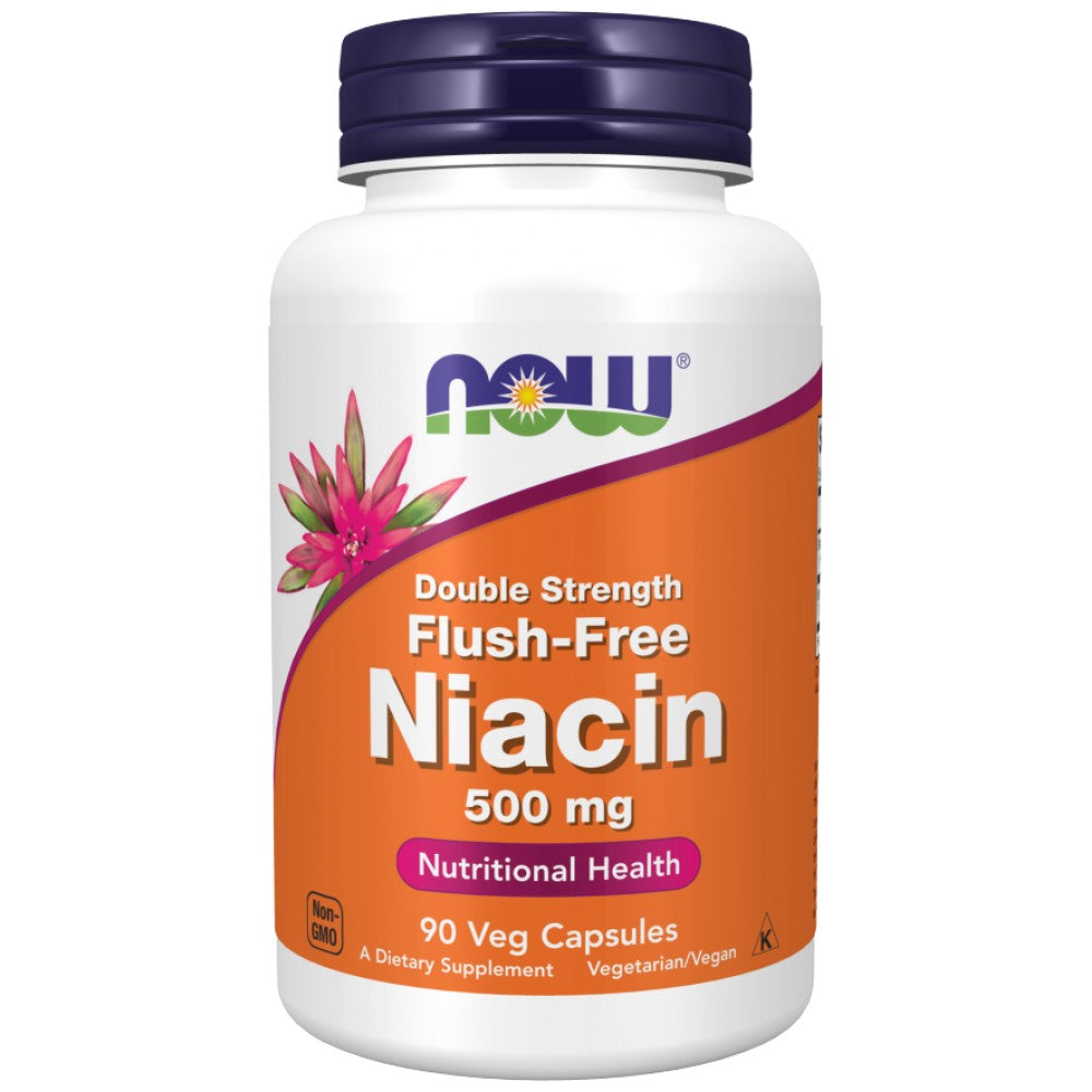 NOW Foods Flush-Free Niacin 500 mg Double Strength - Ниацин без зачервяване 500 mg
