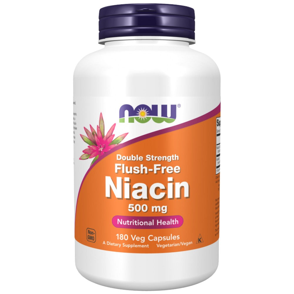 NOW Foods Flush-Free Niacin 500 mg Double Strength - Ниацин без зачервяване 500 mg