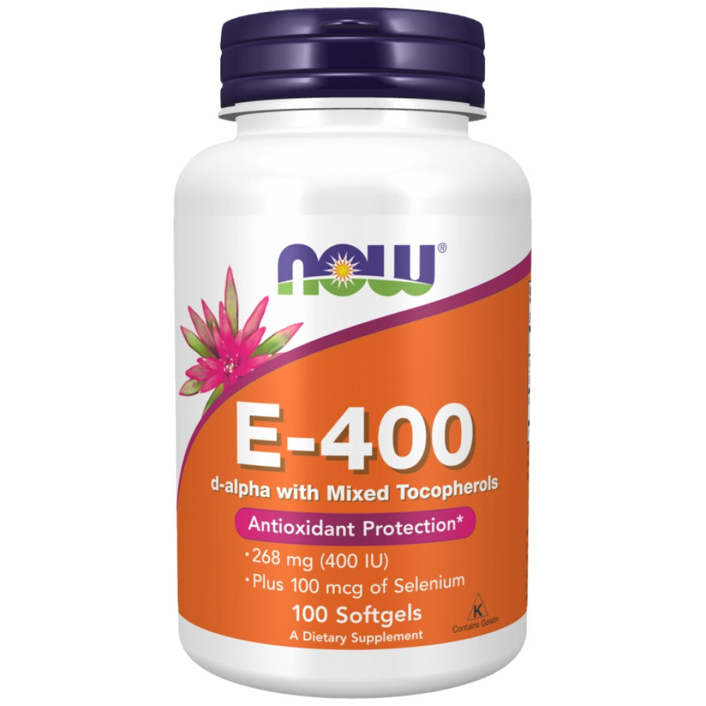 NOW Foods Vitamin E-400 + Selenium - Витамин E 400 IU със селен