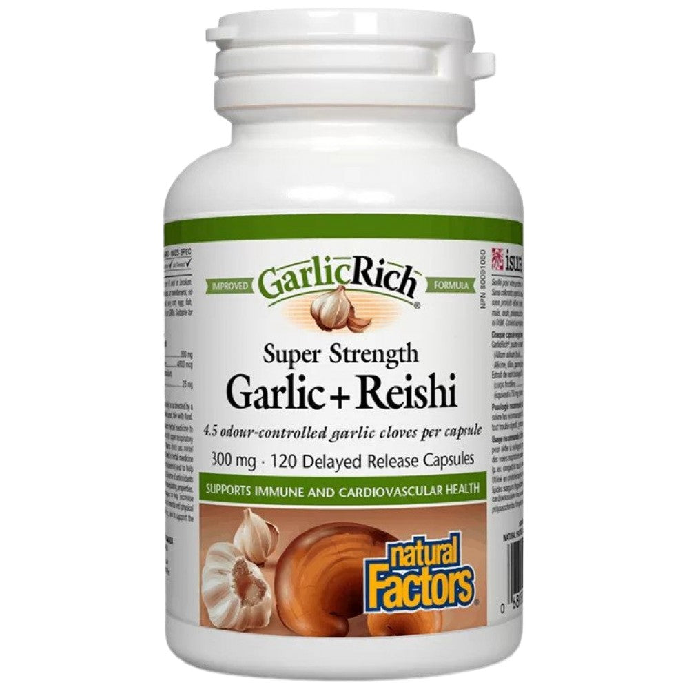 Natural Factors GarlicRich Super Strength Garlic Plus Reishi - Чесън с рейши