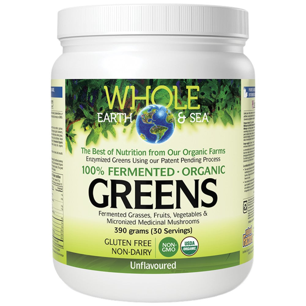 Natural Factors Whole Earth & Sea Fermented Organic Greens Unflavored - Ферментирали зелени храни неовкусени