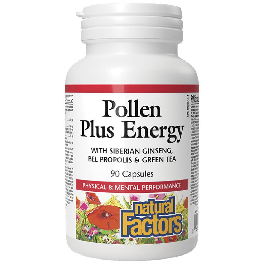 Natural Factors Pollen Plus Energy with Siberian Ginseng, Bee Propolis and Green Tea - Пчелен прашец за енергия