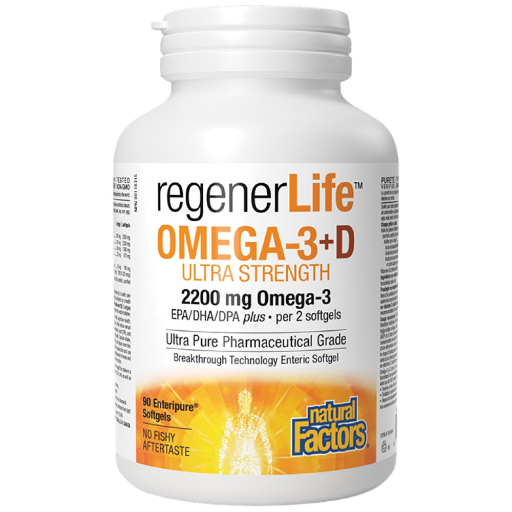Natural Factors Omega-3 + D Ultra Strength - Рибено масло с Витамин Д3
