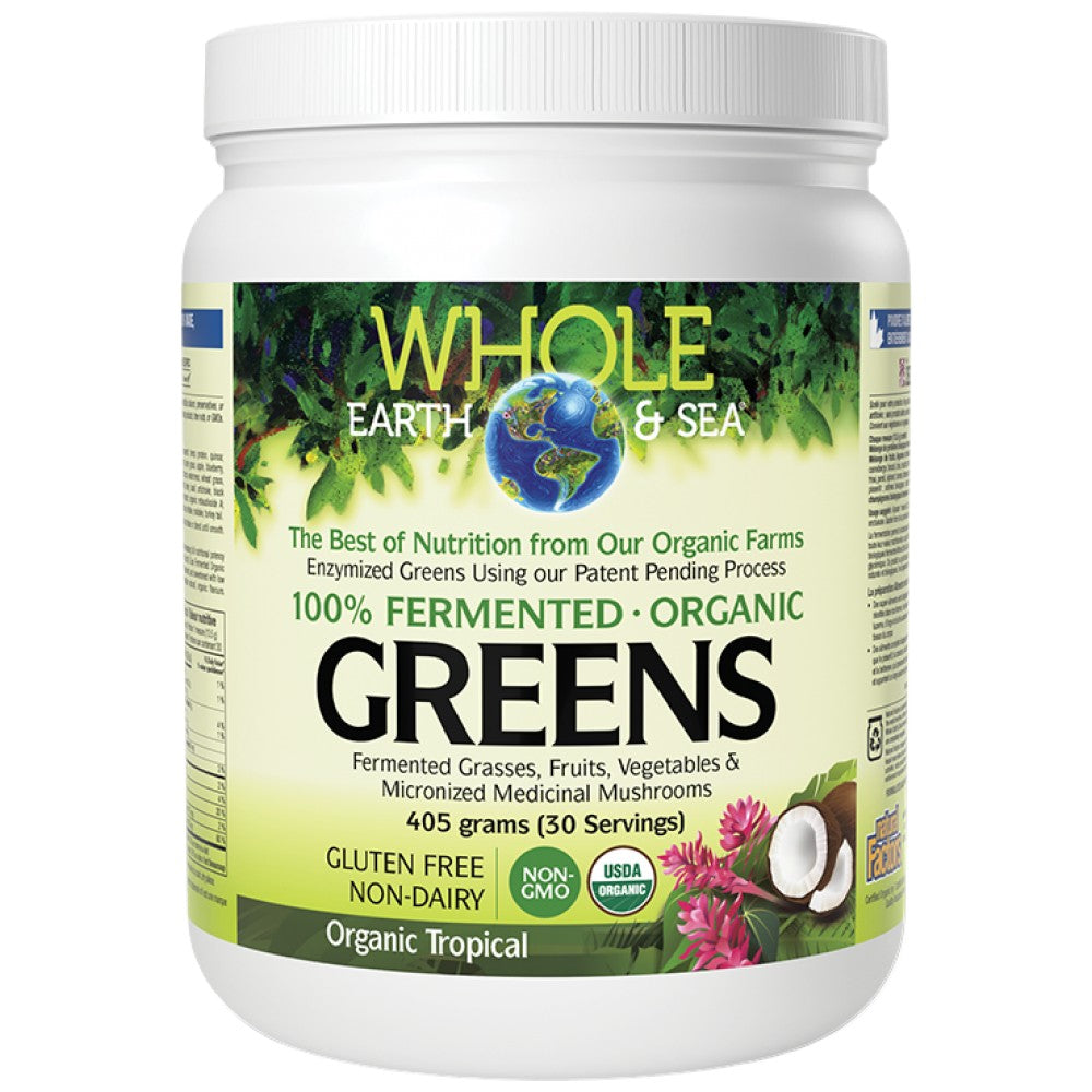 Natural Factors Whole Earth & Sea Fermented Organic Greens Tropical - Ферментирали зелени храни тропик