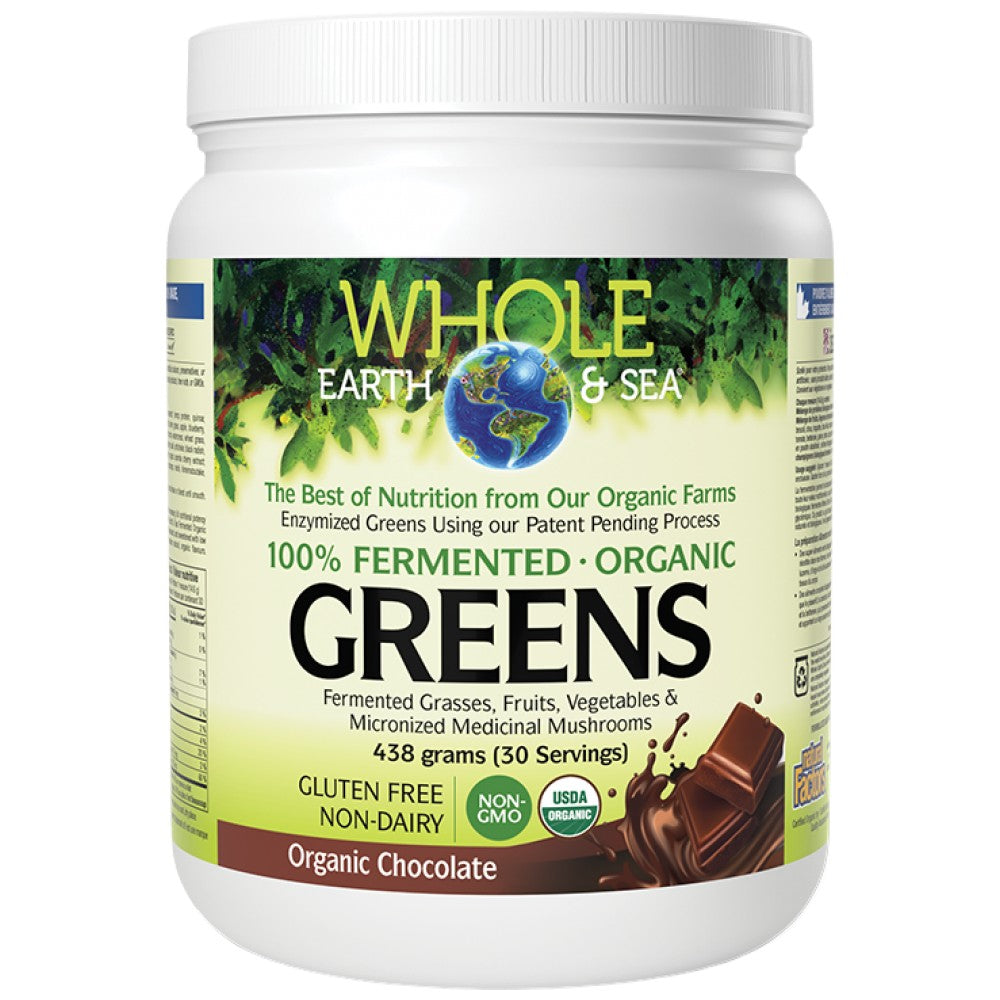 Natural Factors Whole Earth & Sea Fermented Organic Greens Chocolate - Ферментирали зелени храни шоколад