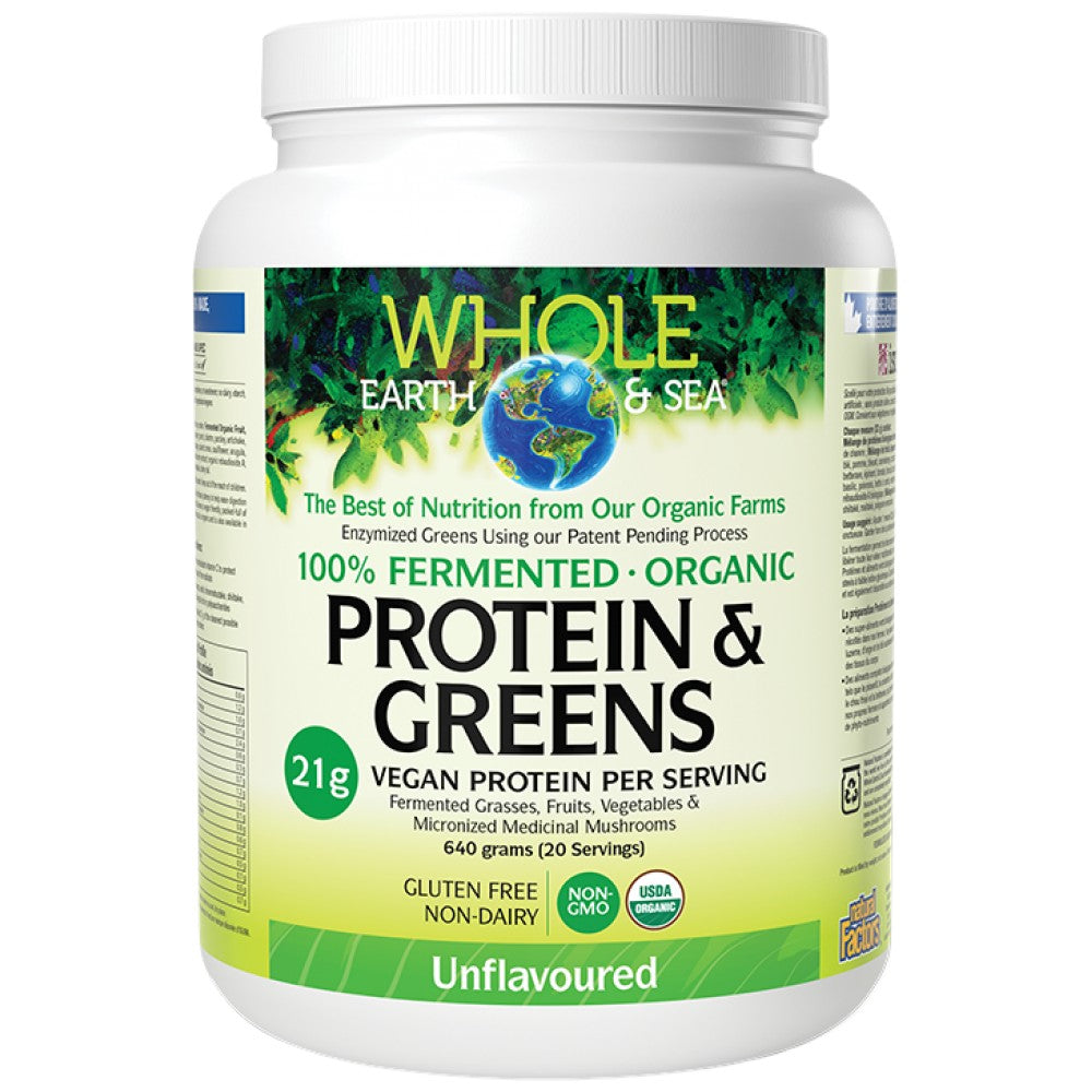 Natural Factors Whole Earth & Sea Fermented Organic Protein and Greens Unflavored - Ферментирал веган протеин