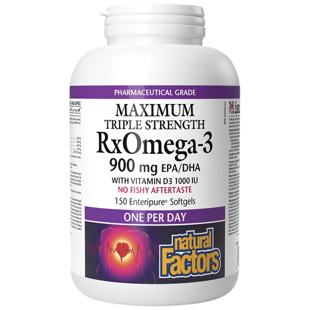 Natural Factors RxOmega 3 Maximum Triple Strength 1425 mg with Vitamin D3 - Рибено масло с Витамин Д3