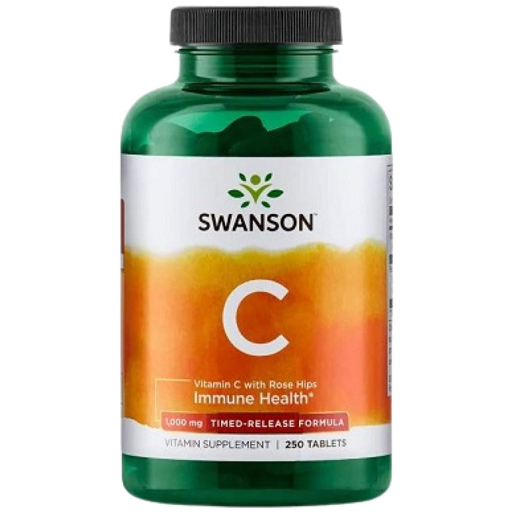SWANSON Timed-Release Vitamin C 1000 mg with Rose Hips - Витамин C 1000 с шипка