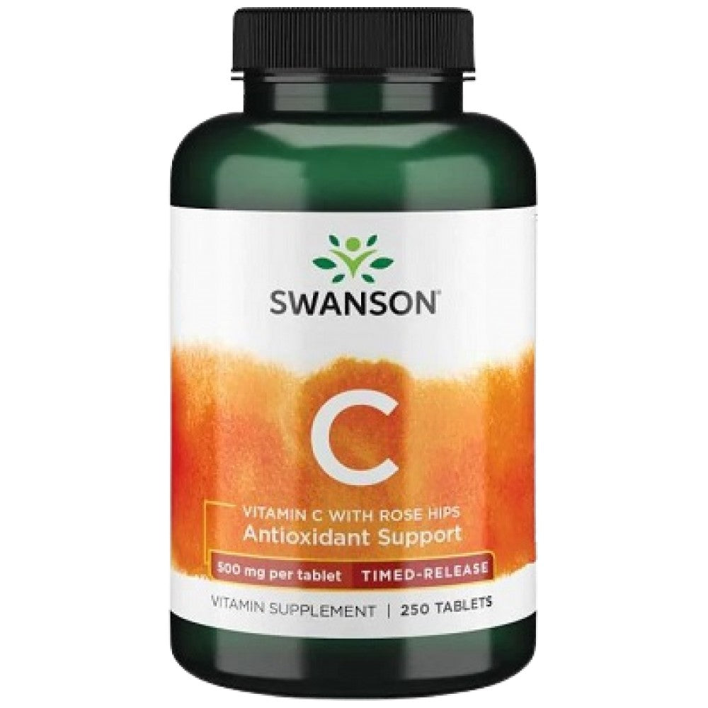 SWANSON Timed-Release Vitamin C 500 mg with Rose Hips - Витамин C 500 с шипка
