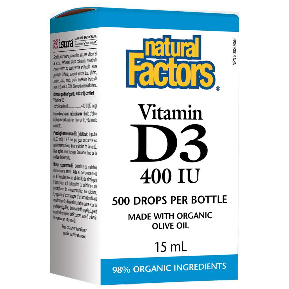 Natural Factors Vitamin D3 400 IU Drops - Витамин Д3 на капки 400 IU