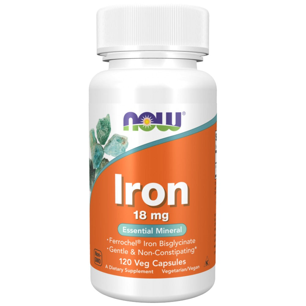 NOW Foods Iron 18 mg Ferrochel - Желязо бисглицинат 18 mg