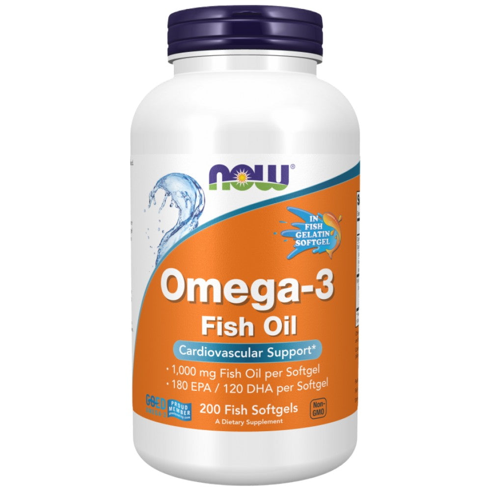 NOW Foods Omega 3 1000 mg Fish Gelatin Softgels - Омега 3 рибено масло 1000 mg