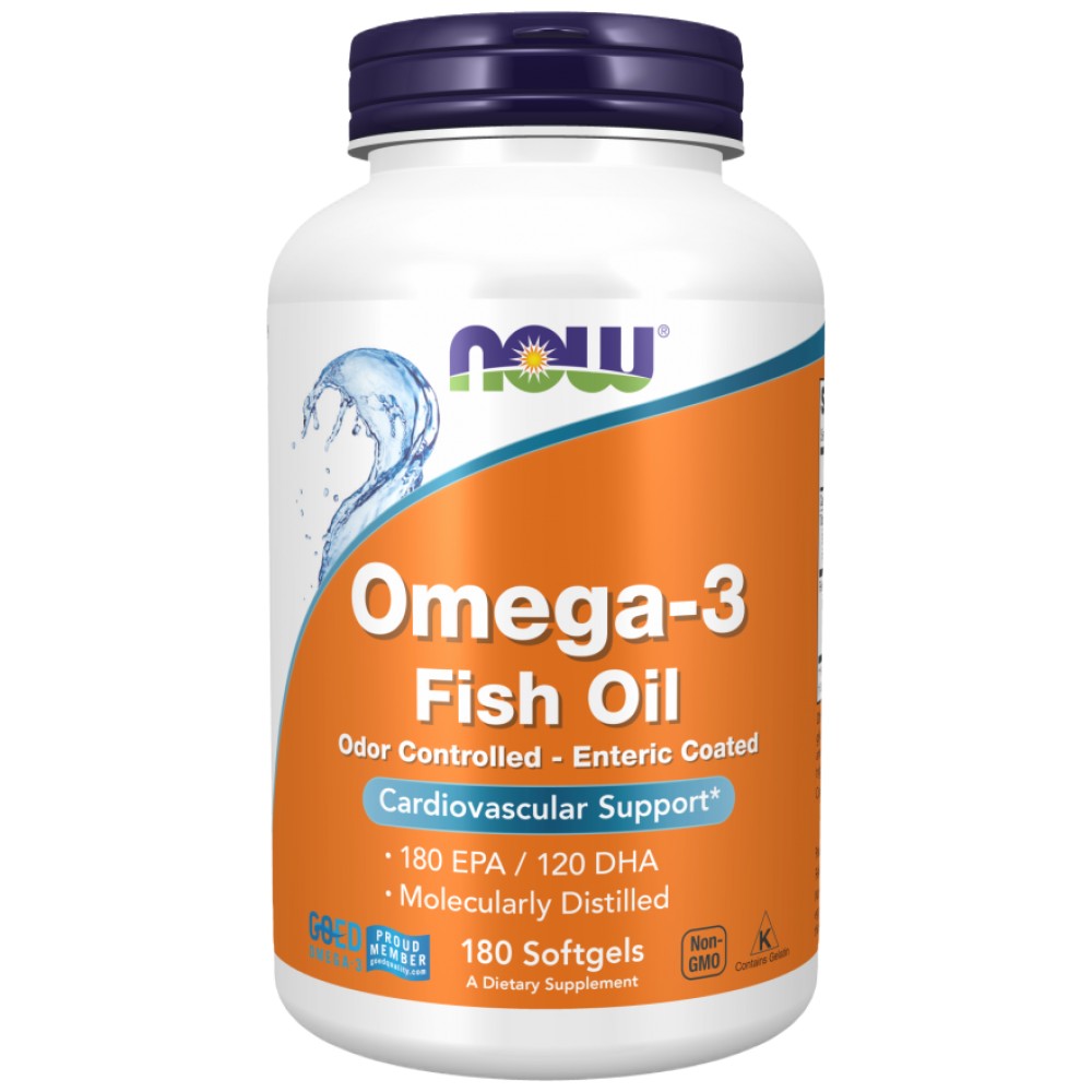 NOW Foods Omega-3 Enteric Coated - Омега 3 рибено масло с ентерично покритие