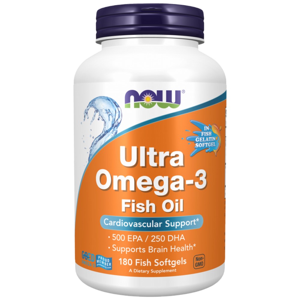 NOW Foods Ultra Omega 3 Fish Gelatin Softgels - Рибено масло в рибен желатин