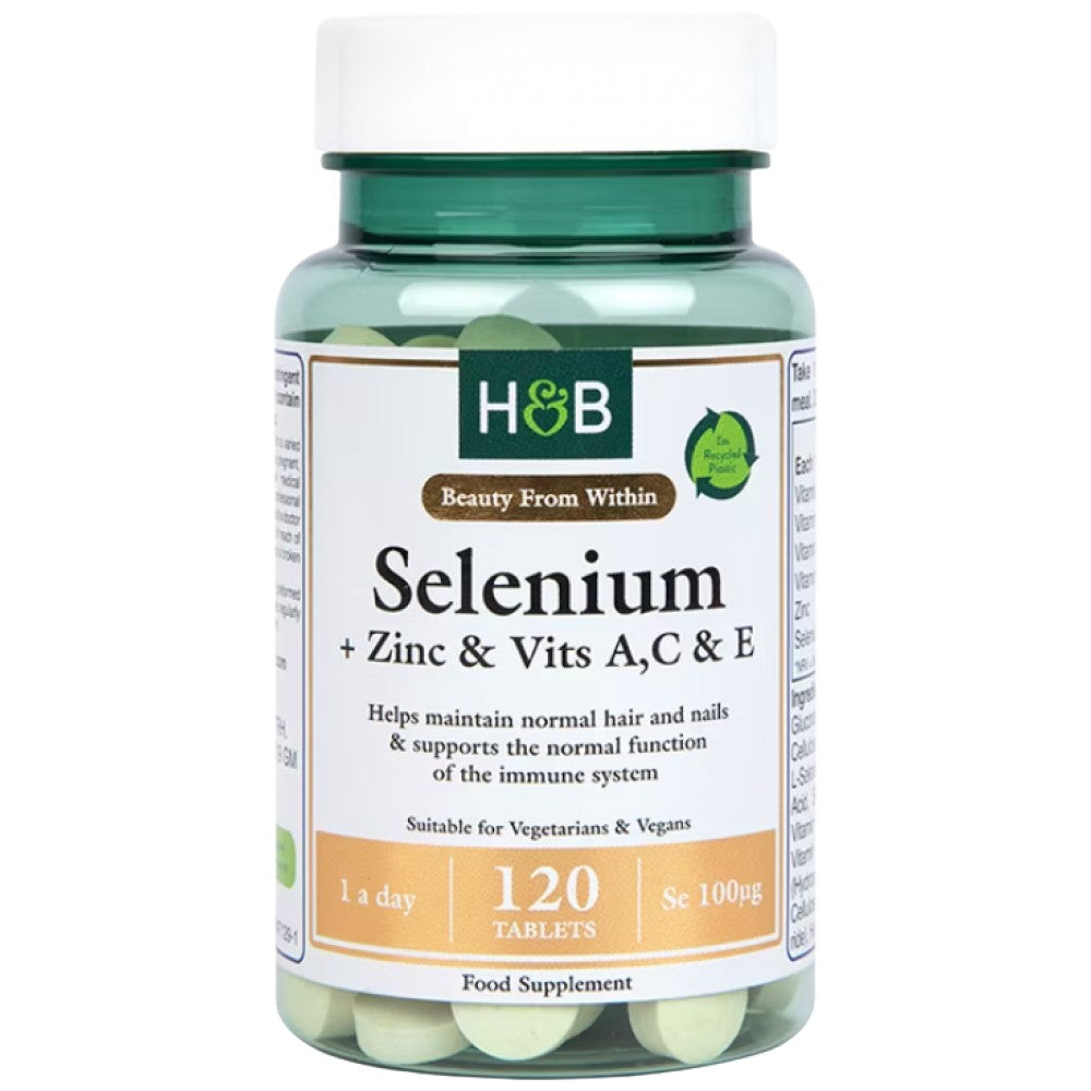 Holland And Barrett Selenium 100 mcg + Zinc & Vits A, C & E - Селен с цинк и витамини
