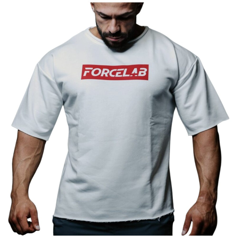 Forcelab T-Shirt White with Red Logo - Мъжка тениска бяла с червено лого