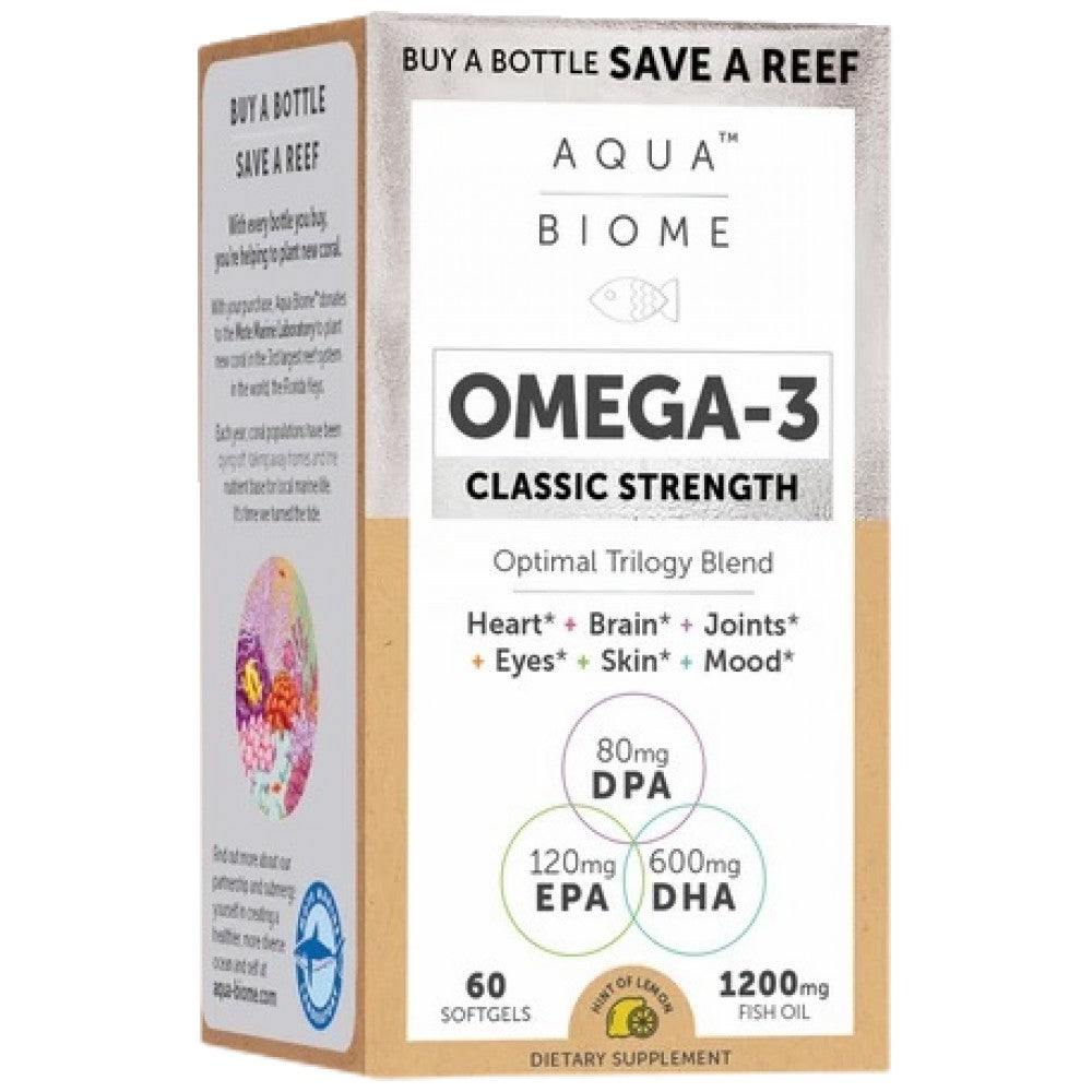 Enzymedica Aqua Biome Omega-3 Classic Strength 1200 mg - Рибено масло за чревно здраве 1200 mg