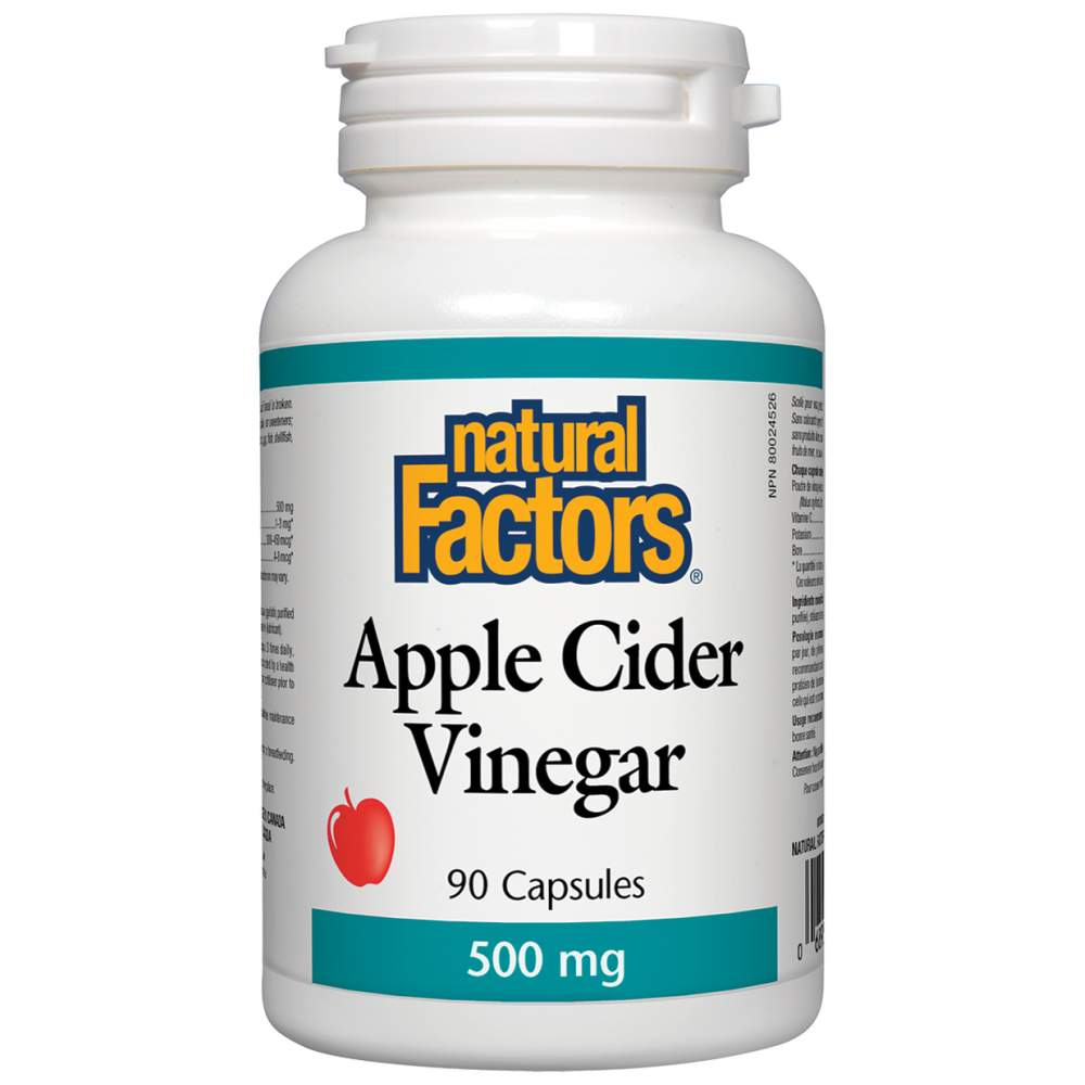 Natural Factors Apple Cider Vinegar 500 mg - Ябълков оцет 500 mg
