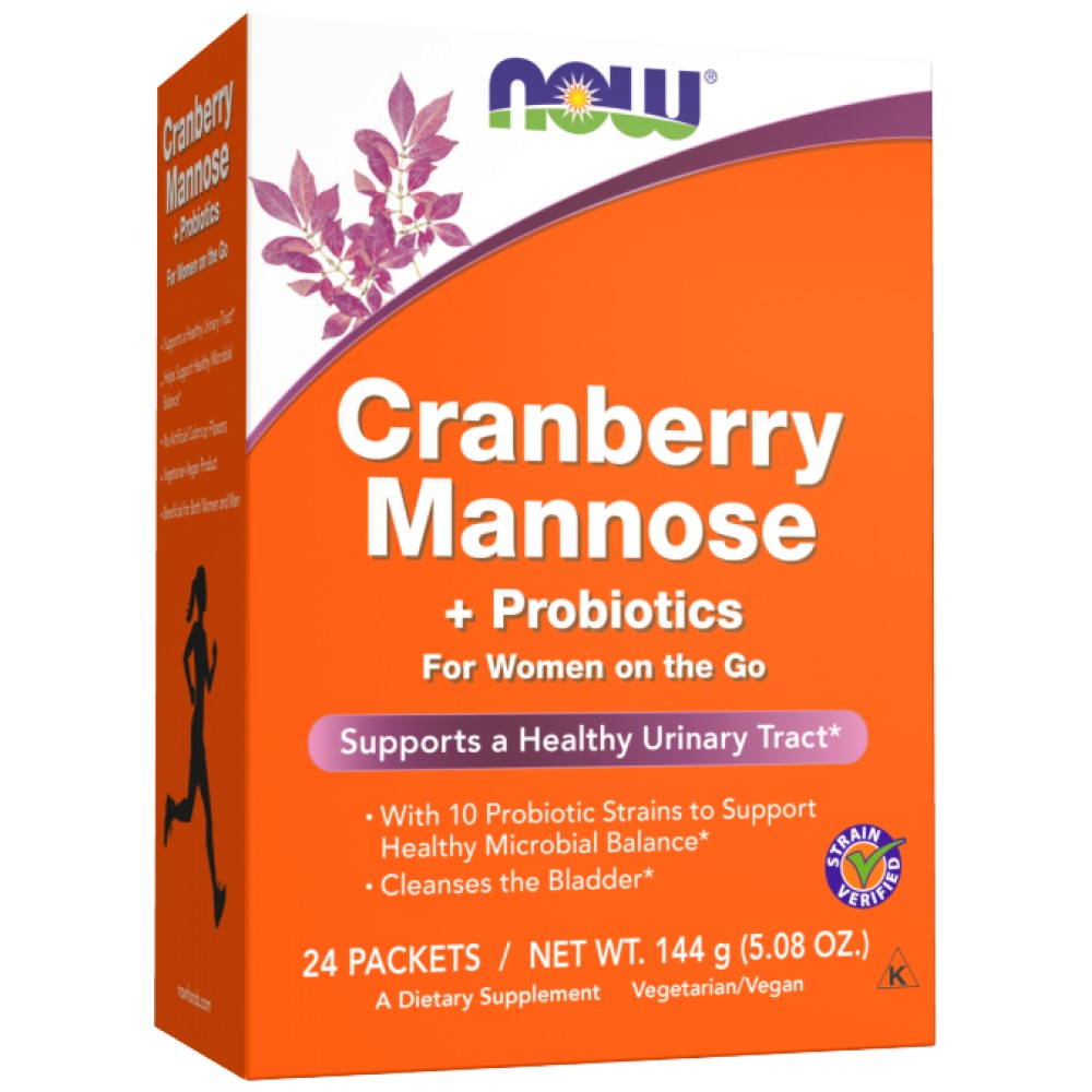 NOW Foods Cranberry Mannose + Probiotics - Червена боровинка с маноза и пробиотици