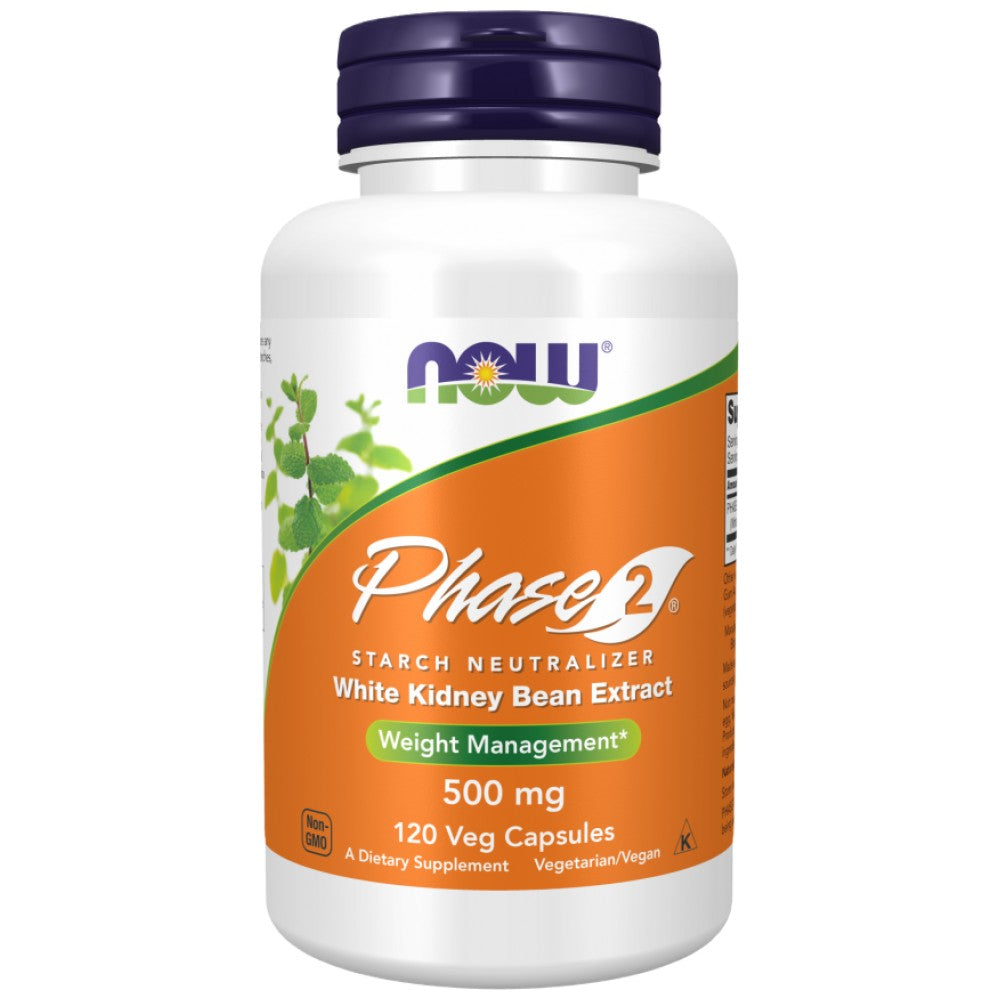 NOW Foods Phase 2 White Kidney Bean Extract 500 mg - Бял боб блокер на въглехидрати 500 mg