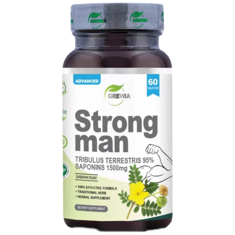 Grewia Strong Man Tribulus 1500 mg with 95% Saponins - Трибулус 1500 mg 95% сапонини