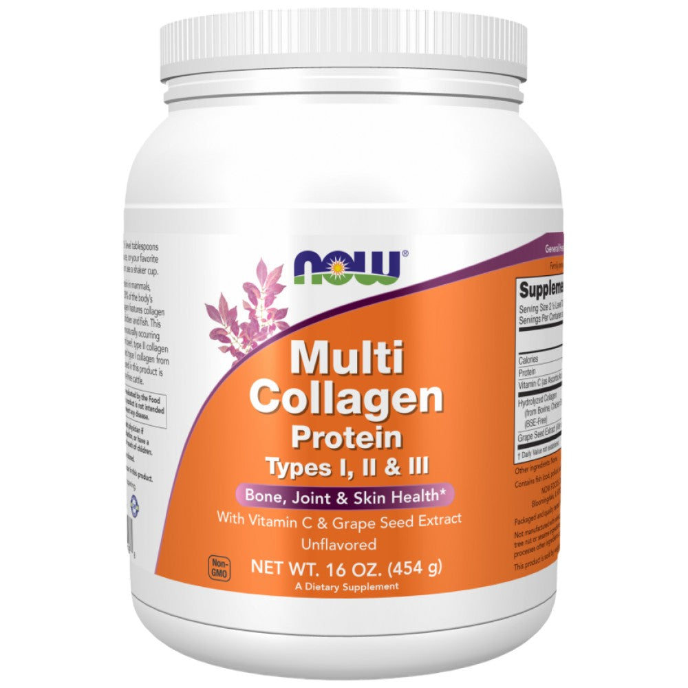 NOW Foods Multi Collagen Protein Types I, II & III Powder - Мулти колаген тип I, II и III