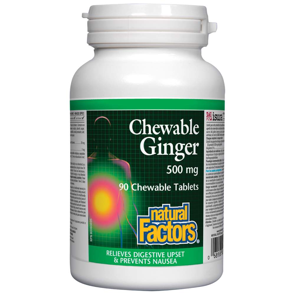 Natural Factors Chewable Ginger 500 mg - Джинджифил за дъвчене 500 mg