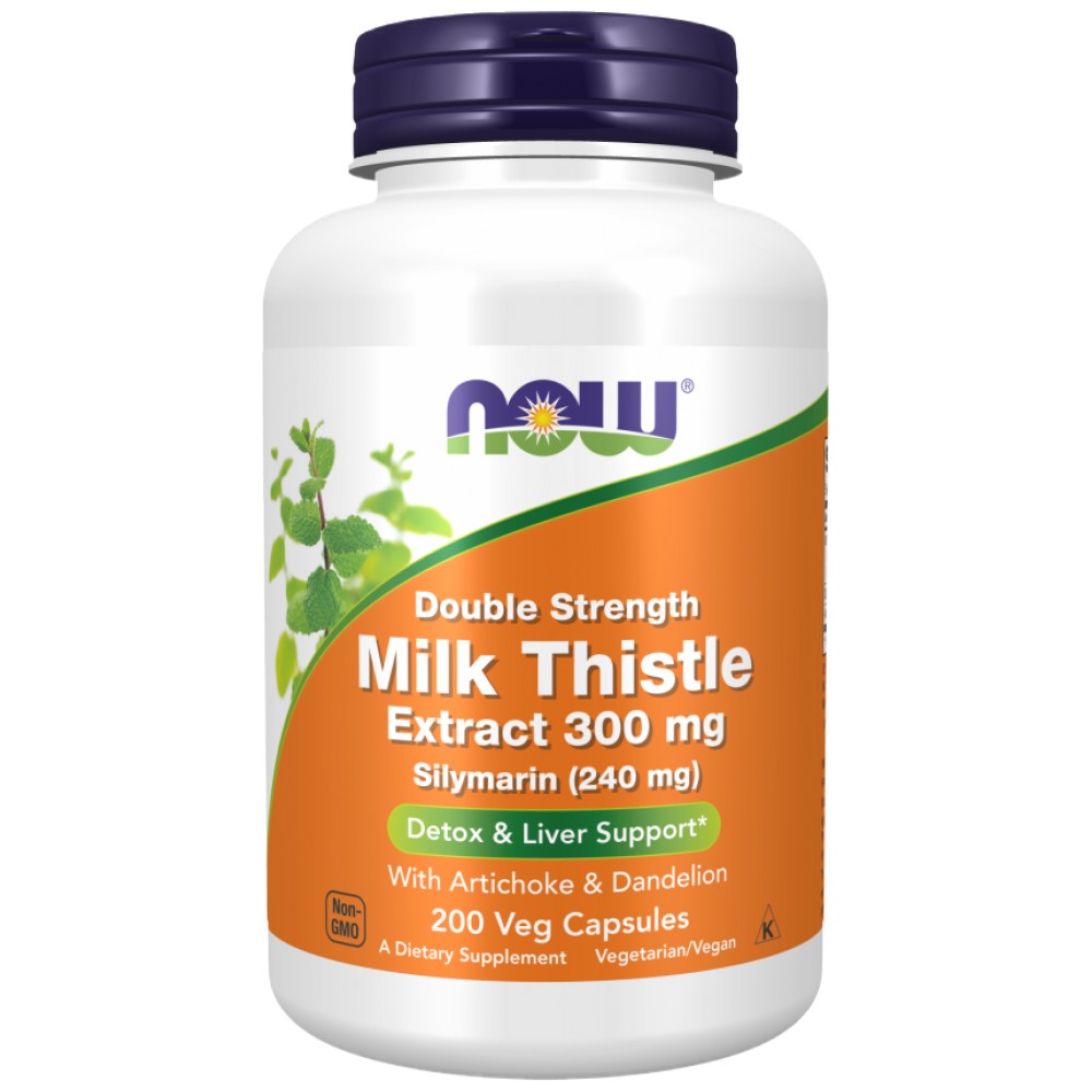 NOW Foods Milk Thistle Silymarin Extract Double Strength - Бял трън с артишок и глухарче