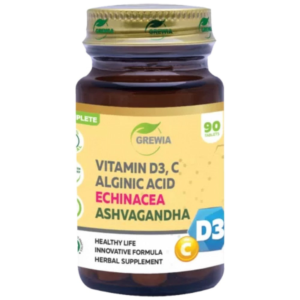 Grewia Vitamin D3 + C with Alginic Acid, Echinacea & Ashwagandha - Витамини Д3 и Ц с ехинацея