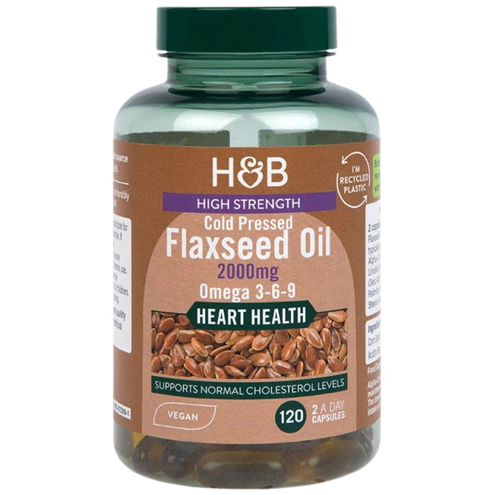 Holland And Barrett High Strength Cold Pressed Flaxseed Oil 2000 mg - Студенопресовано ленено масло 2000 mg
