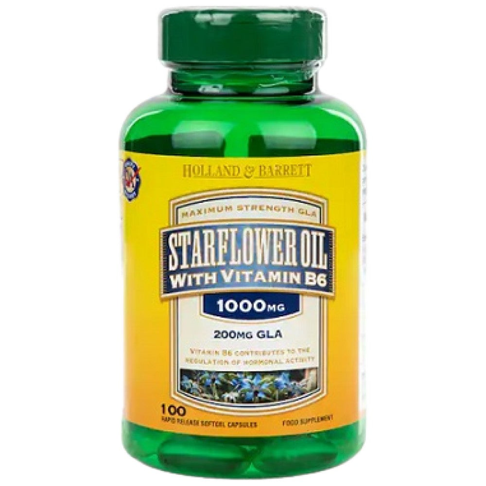 Holland And Barrett Starflower Oil 1000 mg With Vitamin B6 - Масло от пореч с Б6 1000 mg