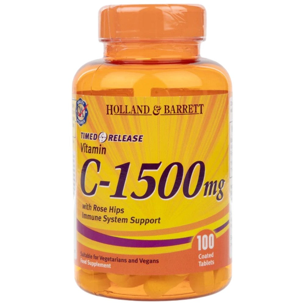 Holland And Barrett Vitamin C with Rose Hips 1500 mg Timed Release - Витамин C 1500 с шипка