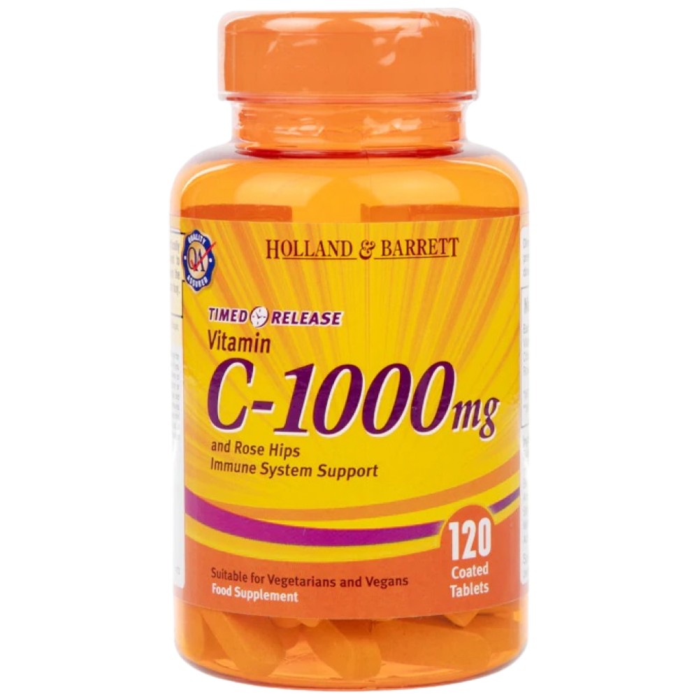 Holland And Barrett Vitamin C Timed Release 1000 mg with Rose Hips - Витамин C 1000 с шипка