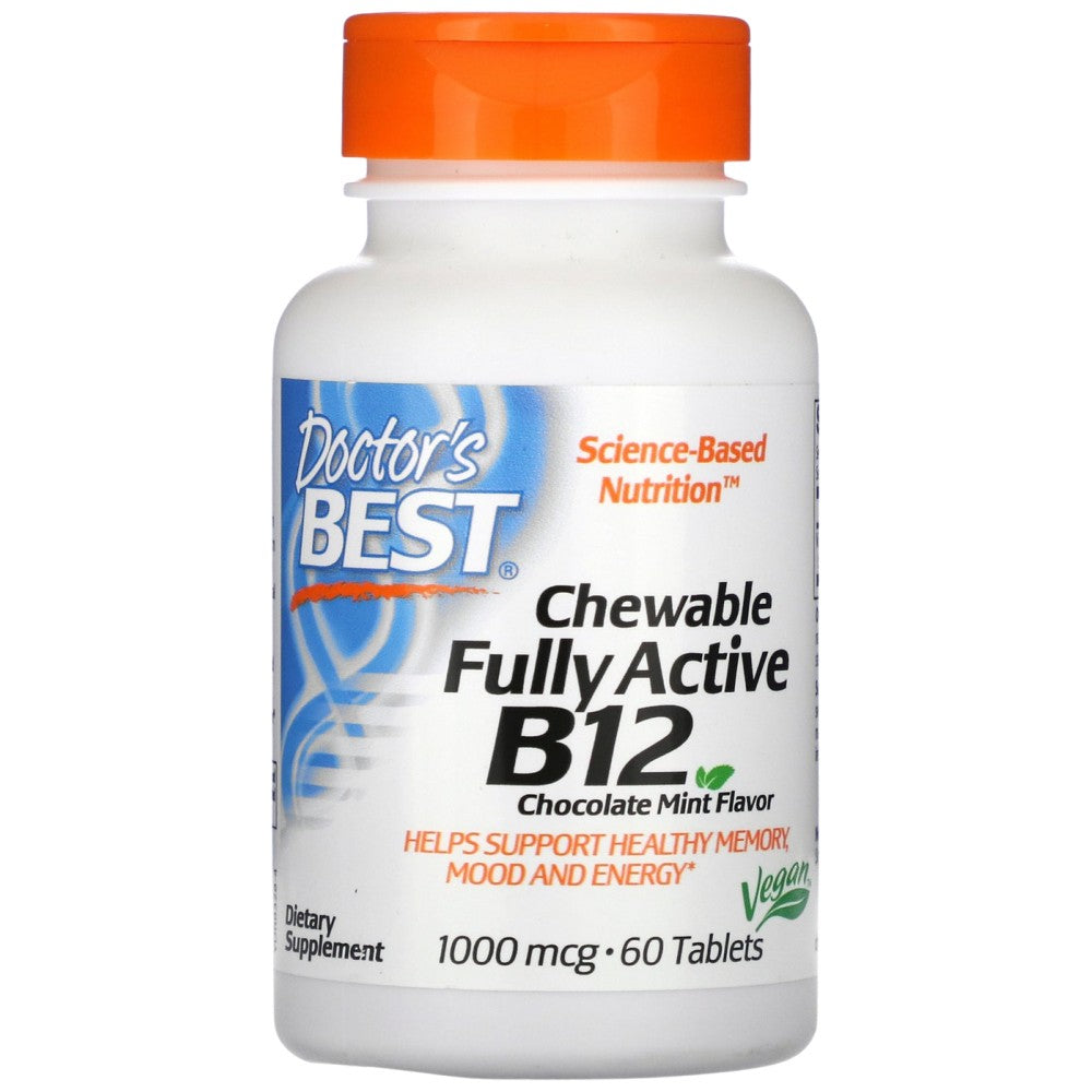 Doctor's Best BEST Chewable FullyActive B12 Methylcobalamin 1000 mcg - Витамин B12 за дъвчене 1000 mcg