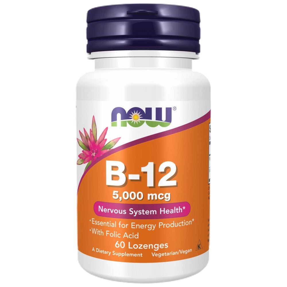NOW Foods Vitamin B-12 5000 mcg with Folic Acid - Витамин Б12 с фолиева киселина 5000 mcg
