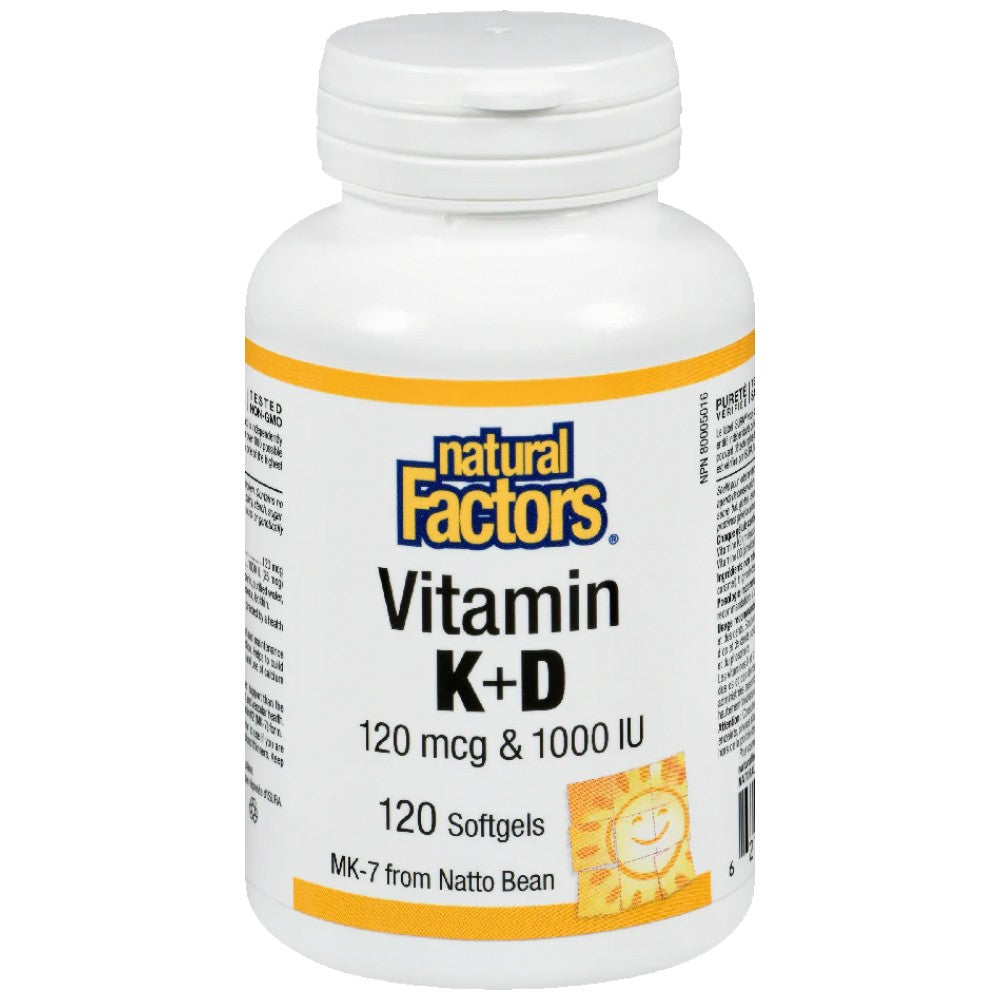 Natural Factors Vitamin K 120 mcg & Vitamin D 1000 IU - Витамин К с Витамин Д