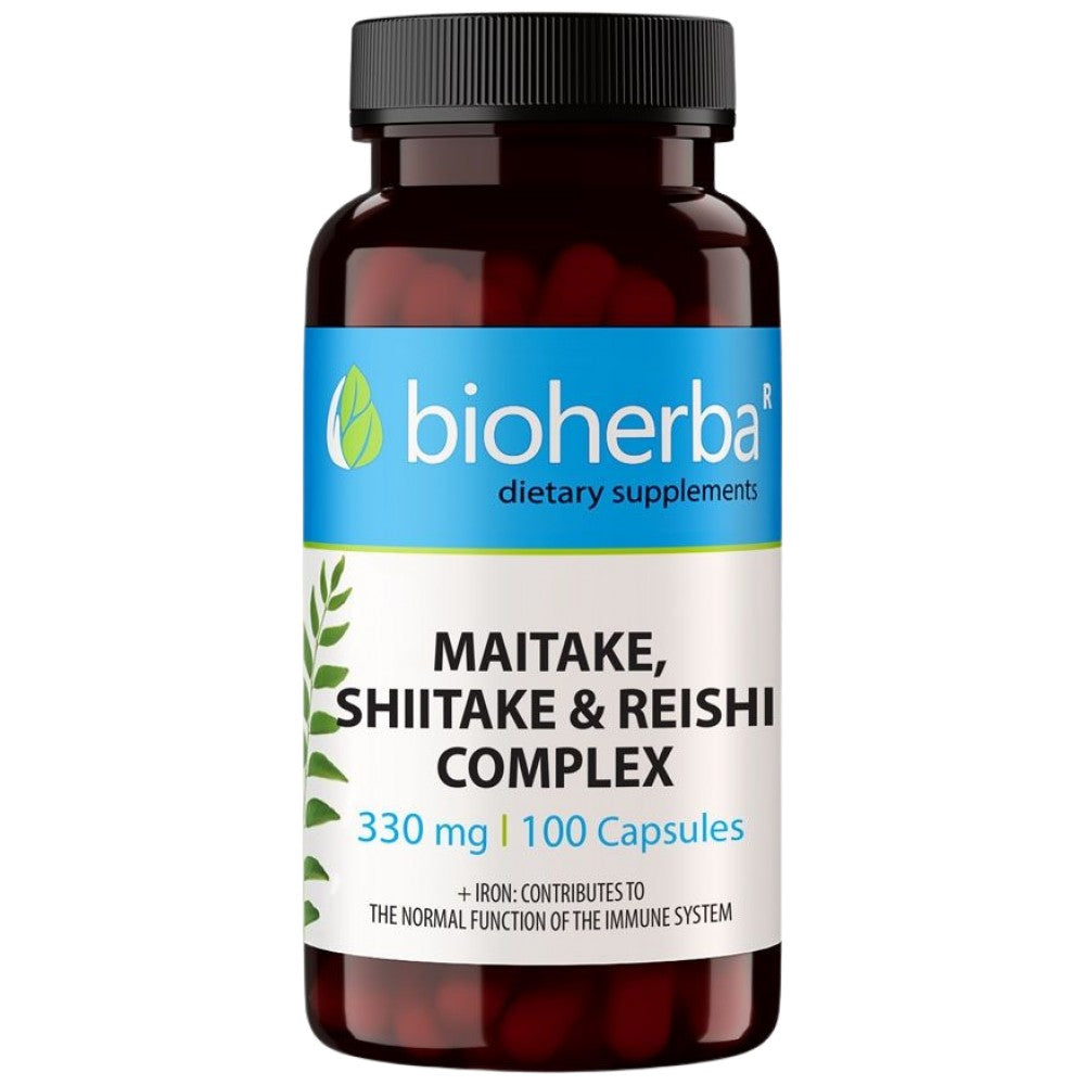 Bioherba Maitake Shiitake Reishi Complex 380 mg - Гъбен комплекс (Майтаке, Шиитаке, Рейши)