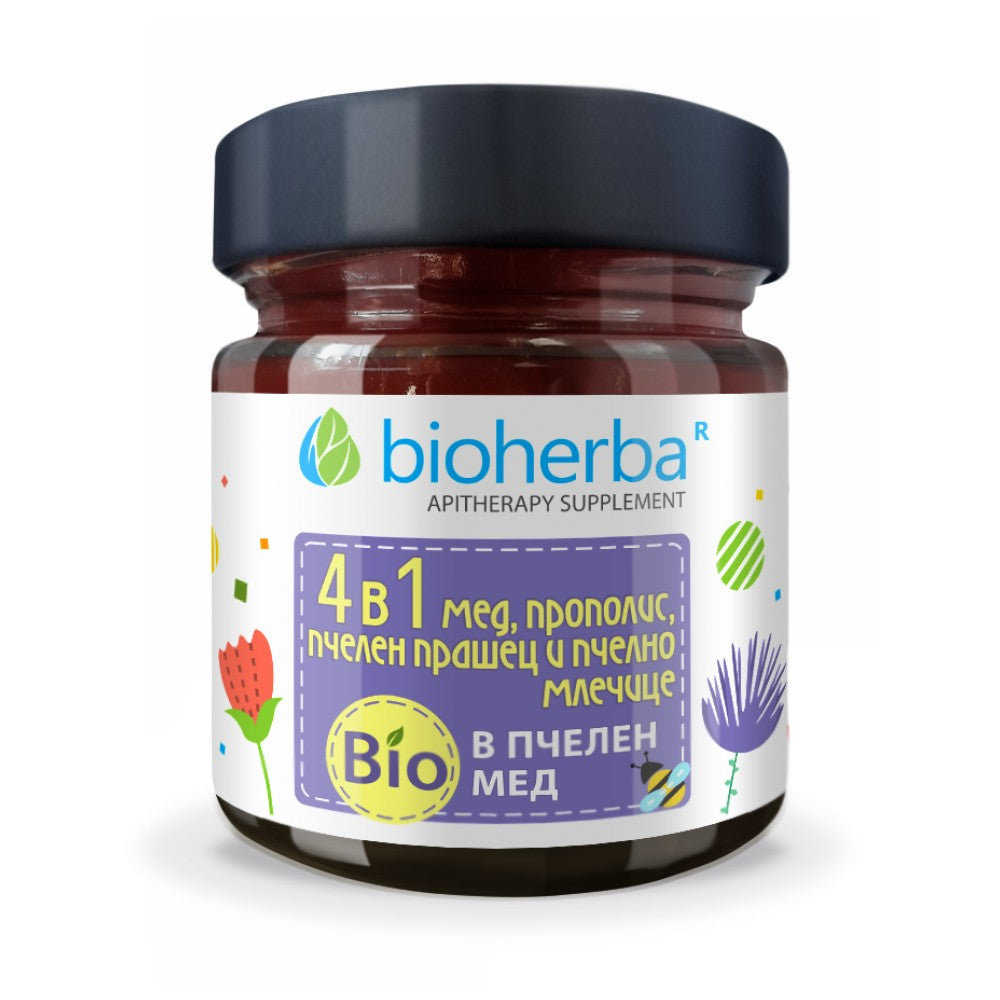 Bioherba Honey Mix 4 in 1 Propolis, Bee Pollen and Organic Honey - Пчелен микс с прополис и цветен прашец