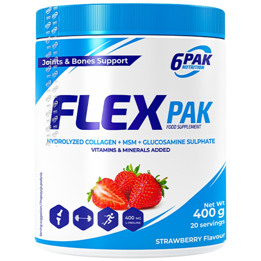 6PAK Nutrition Flex Pak Powder Collagen & Glucosamine, Chondroitin, MSM, Hyaluronic Acid - Комплекс за стави на прах
