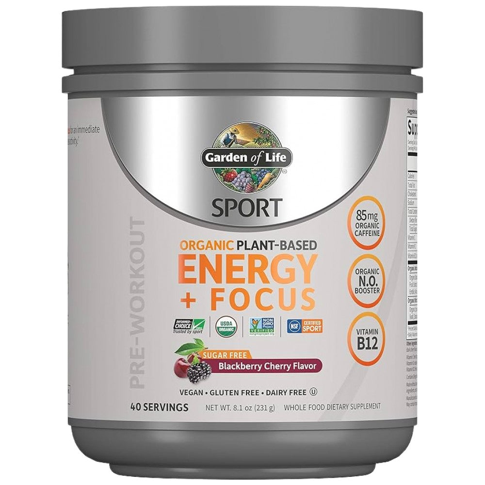 Garden Of Life Organic Plant-Based Energy + Focus Pre-Workout No Sugar - Растителна формула за енергия и фокус