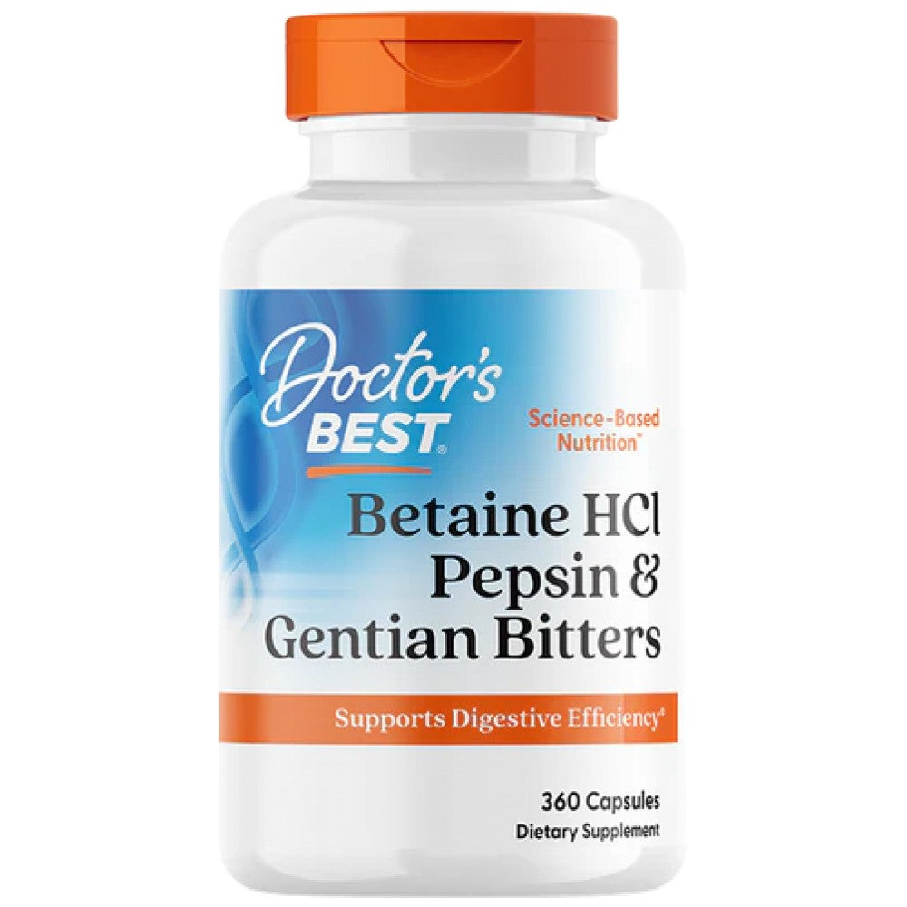 Doctor's Best BEST Betaine HCL 650 mg with Pepsin & Gentian Bitters - Бетаин HCl с пепсин 650 mg