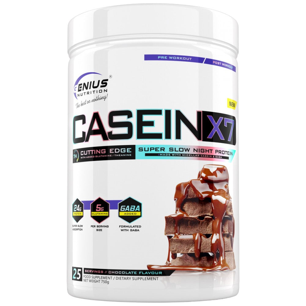 Genius Nutrition Casein-X7 with Micellar Casein & GABA - Казеин с ГАБА за нощта