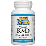 Natural Factors Vitamin K 120 mcg & Vitamin D 1000 IU - Витамин К с Витамин Д