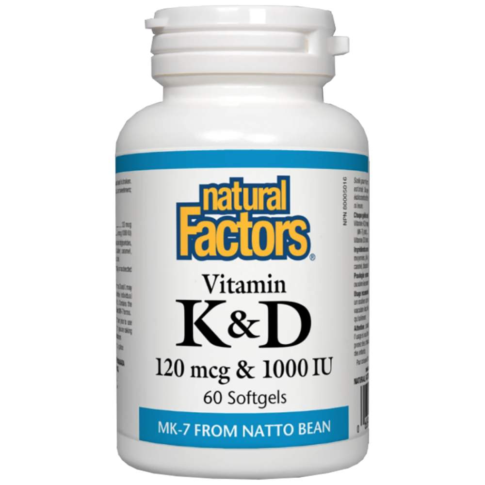 Natural Factors Vitamin K 120 mcg & Vitamin D 1000 IU - Витамин К с Витамин Д