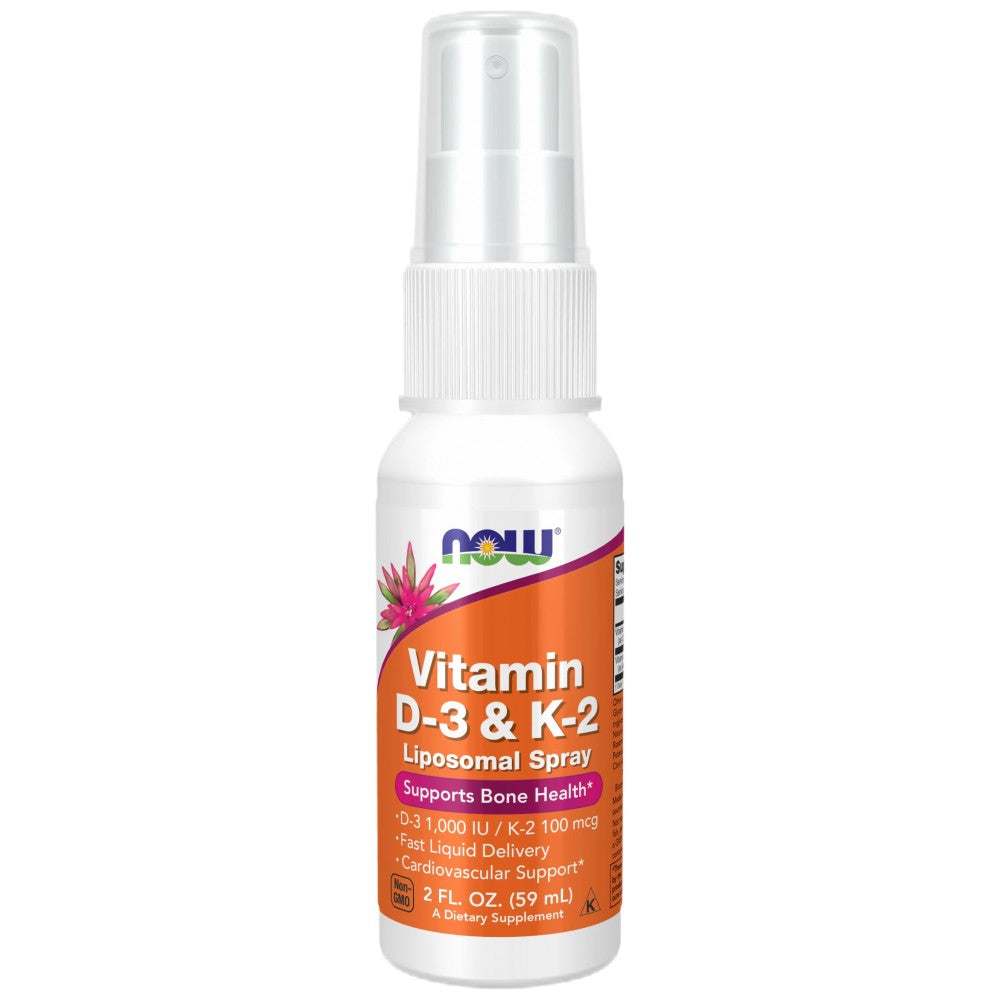 NOW Foods Vitamin D-3 1000 IU & K-2 100 mcg Liposomal Spray - Витамин Д3 с К2 липозомен спрей