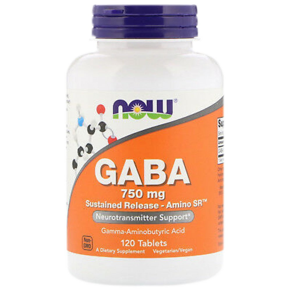 NOW Foods GABA 750 mg Sustained Release - ГАБА 750 mg удължено освобождаване