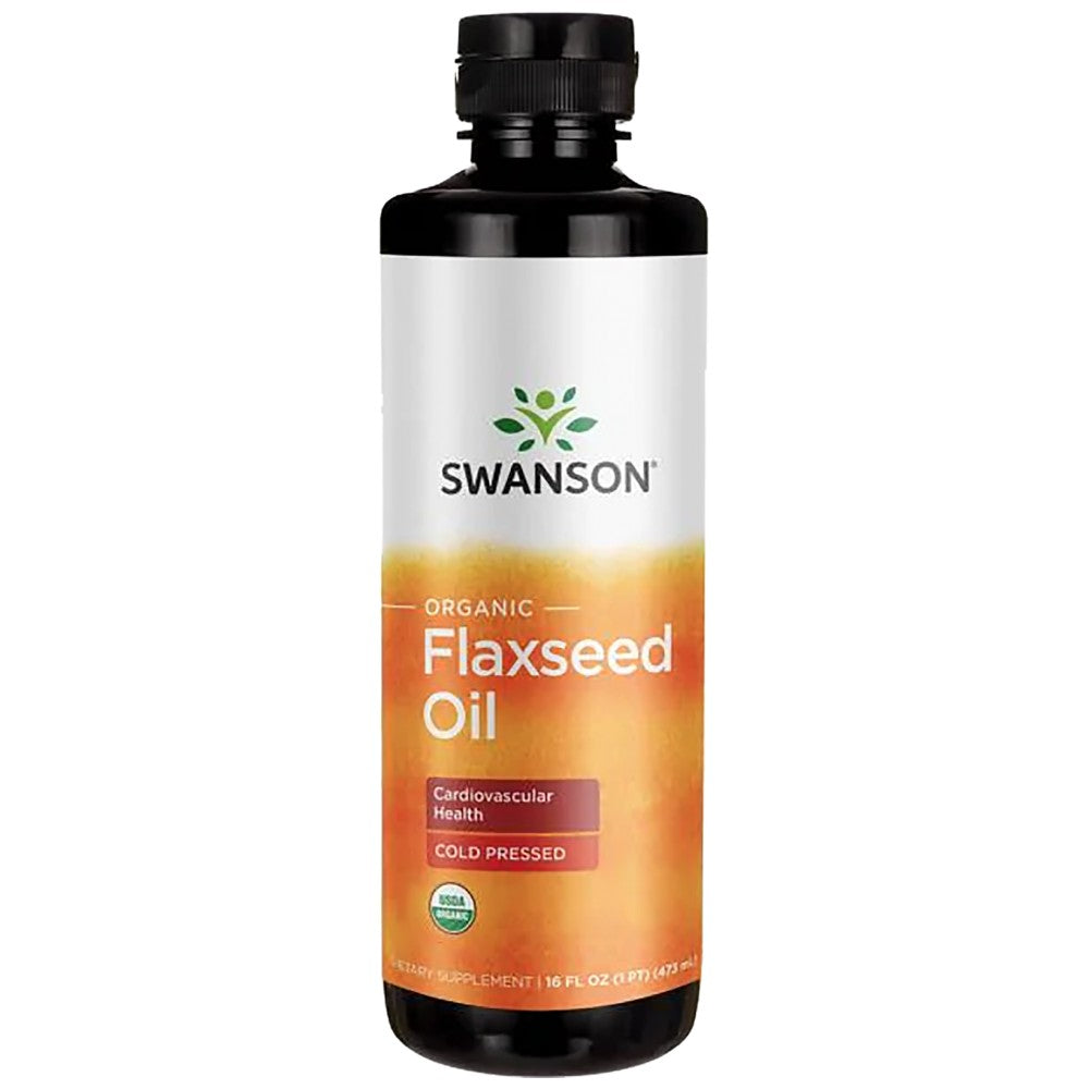 SWANSON Organic Flaxseed Oil Cold Pressed - Студенопресовано ленено масло
