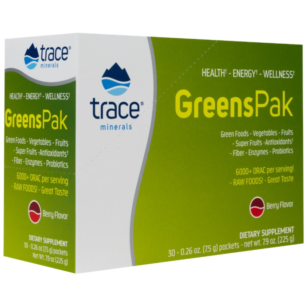 Trace Minerals Greens Pak - Зелена суперхрана с минерали