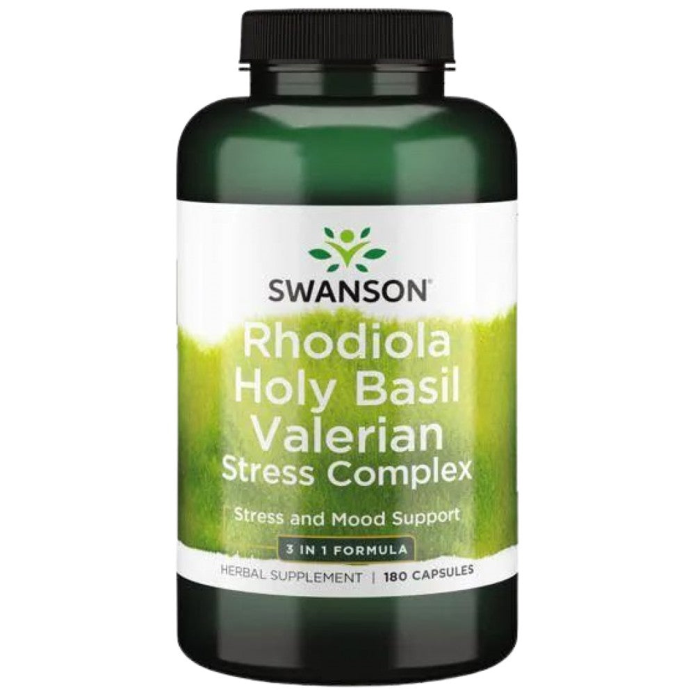 SWANSON Rhodiola Holy Basil Valerian Stress Complex - Билков комплекс срещу стрес